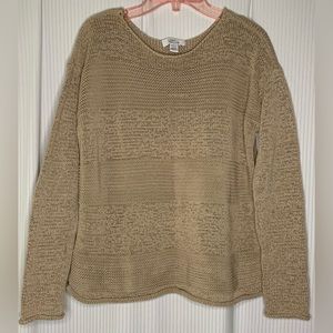 Lord + Taylor Beige Knit Sweater Crew Neck Size Small